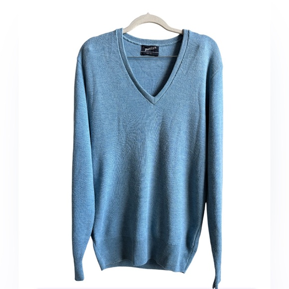 Puritan Other - Puritan - Men's Vintage V-Neck Sweater - Made in the USA - Light Blue - Sz Large